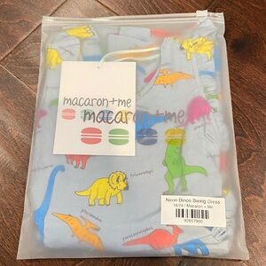 Macaron + Me Bamboo Neon Dinos Dinosaur Swing Dress 18-24m NWT